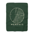 Memphis Street Map Sherpa Blanket (Forest Green)