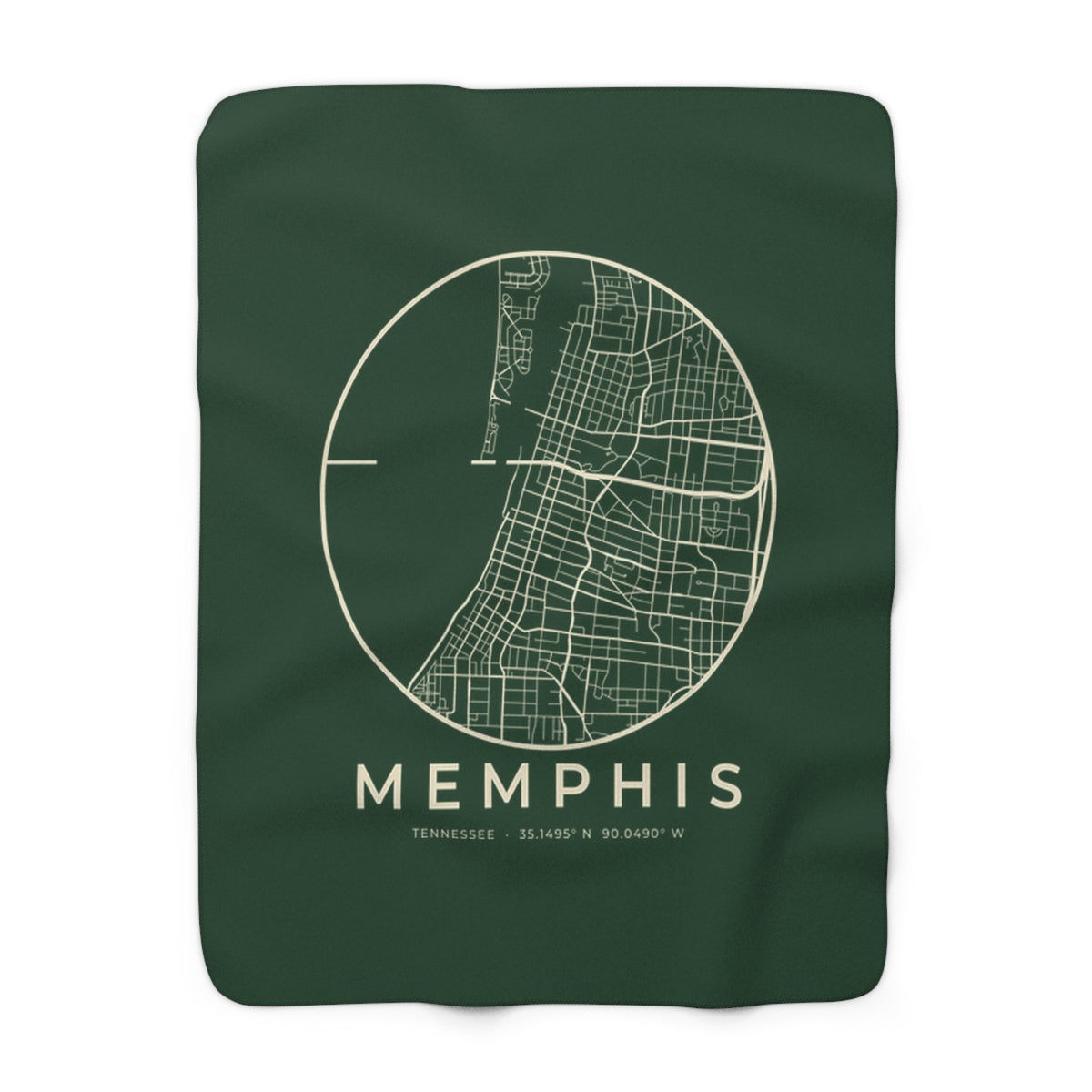 Memphis Street Map Sherpa Blanket (Forest Green)