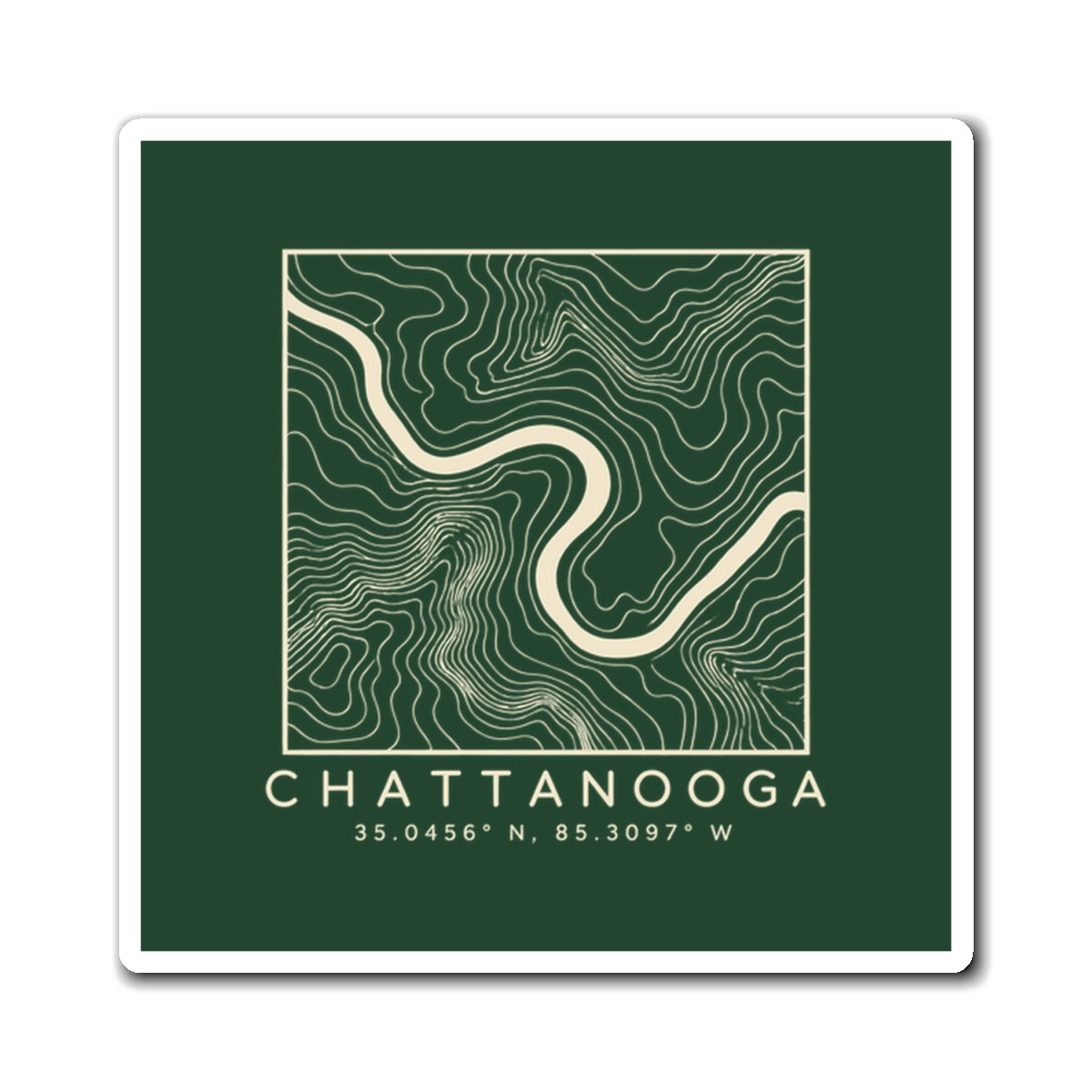 Chattanooga Topo Map Magnet (Forest Green)