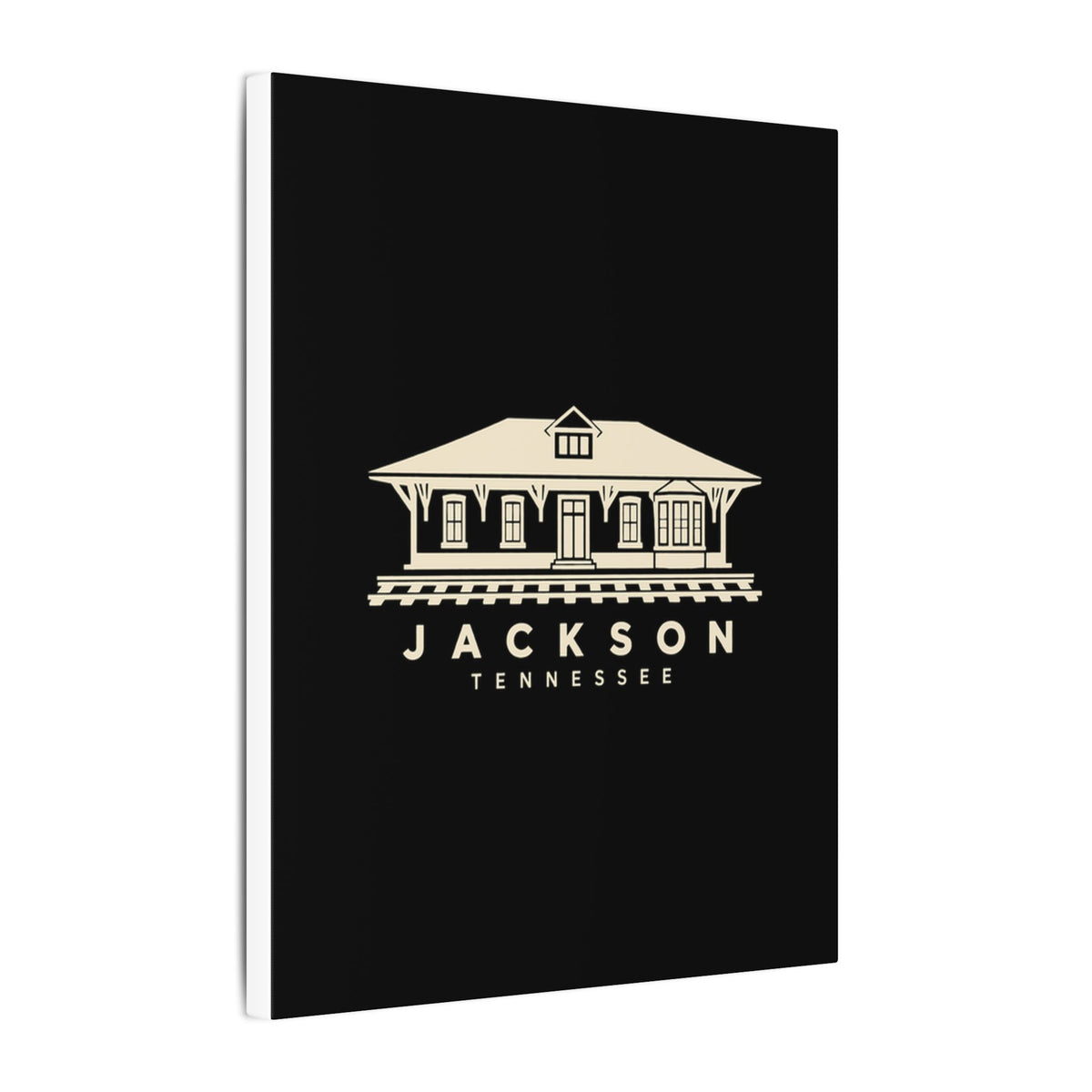 Jackson Train Depot Canvas Print (Black)
