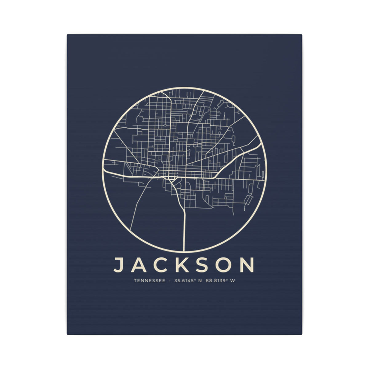 Jackson Street Map Canvas Print (Navy)