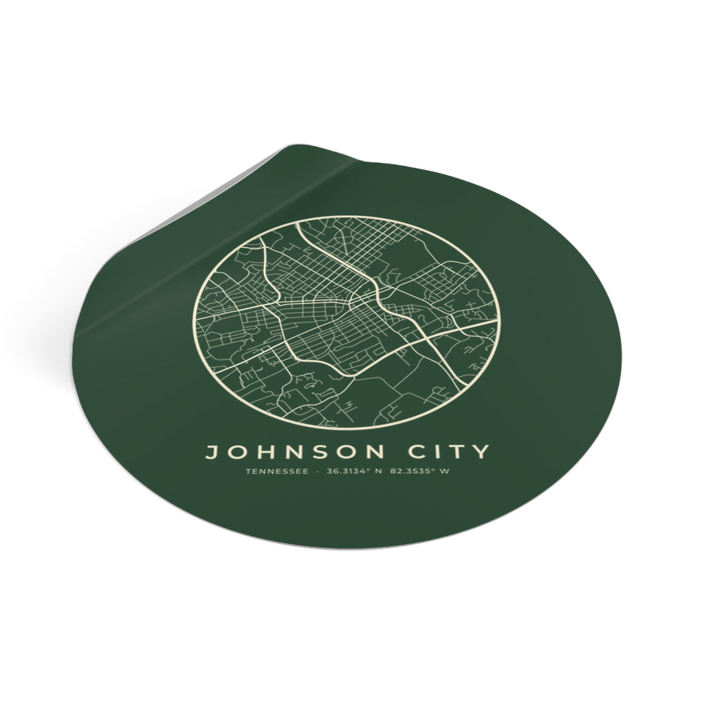 Johnson City Street Map Sticker (Forest Green)
