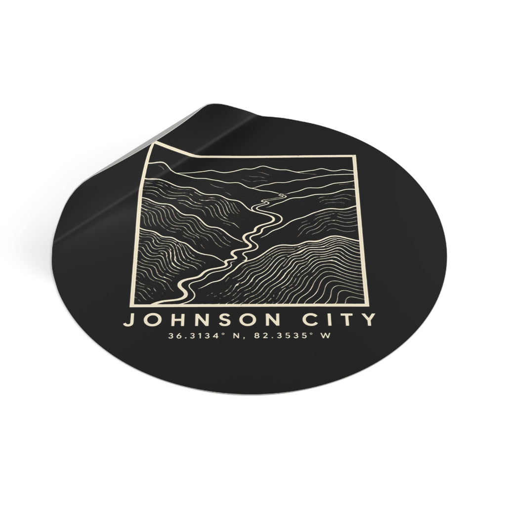 Johnson City Topo Map Sticker (Black)