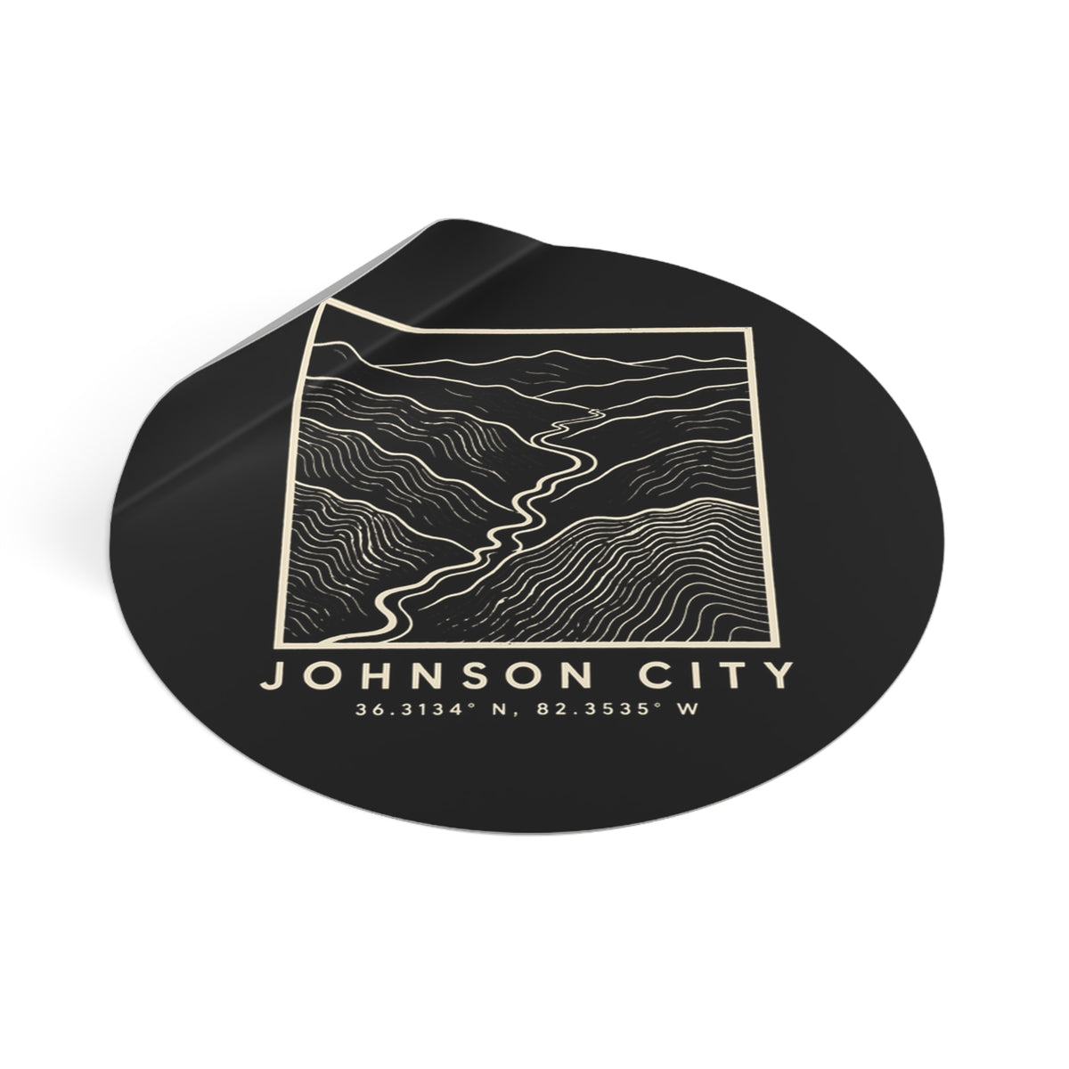 Johnson City Topo Map Sticker (Black)