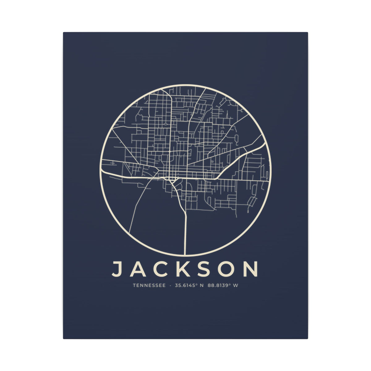 Jackson Street Map Canvas Print (Navy)