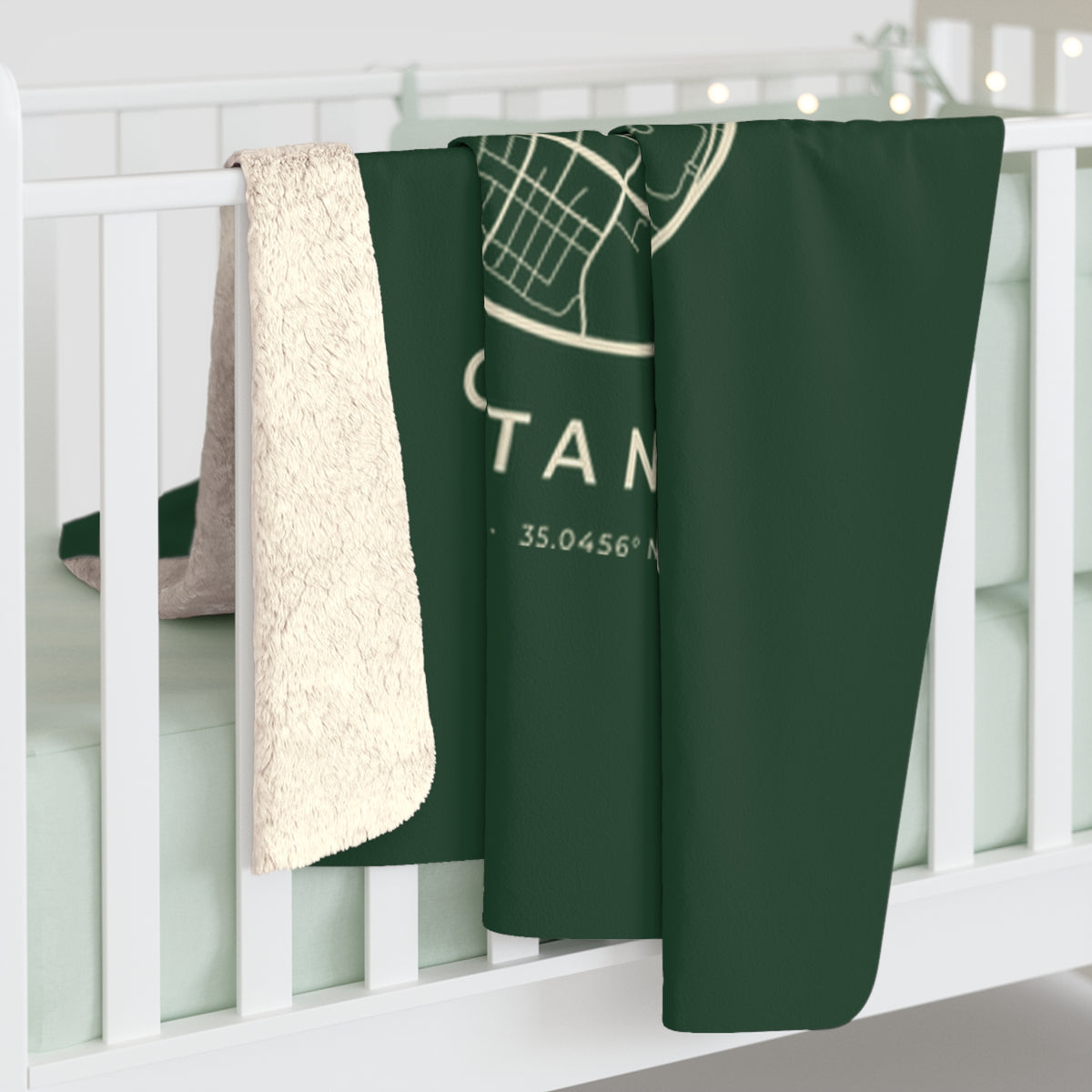 Chattanooga Street Map Sherpa Blanket (Forest Green)