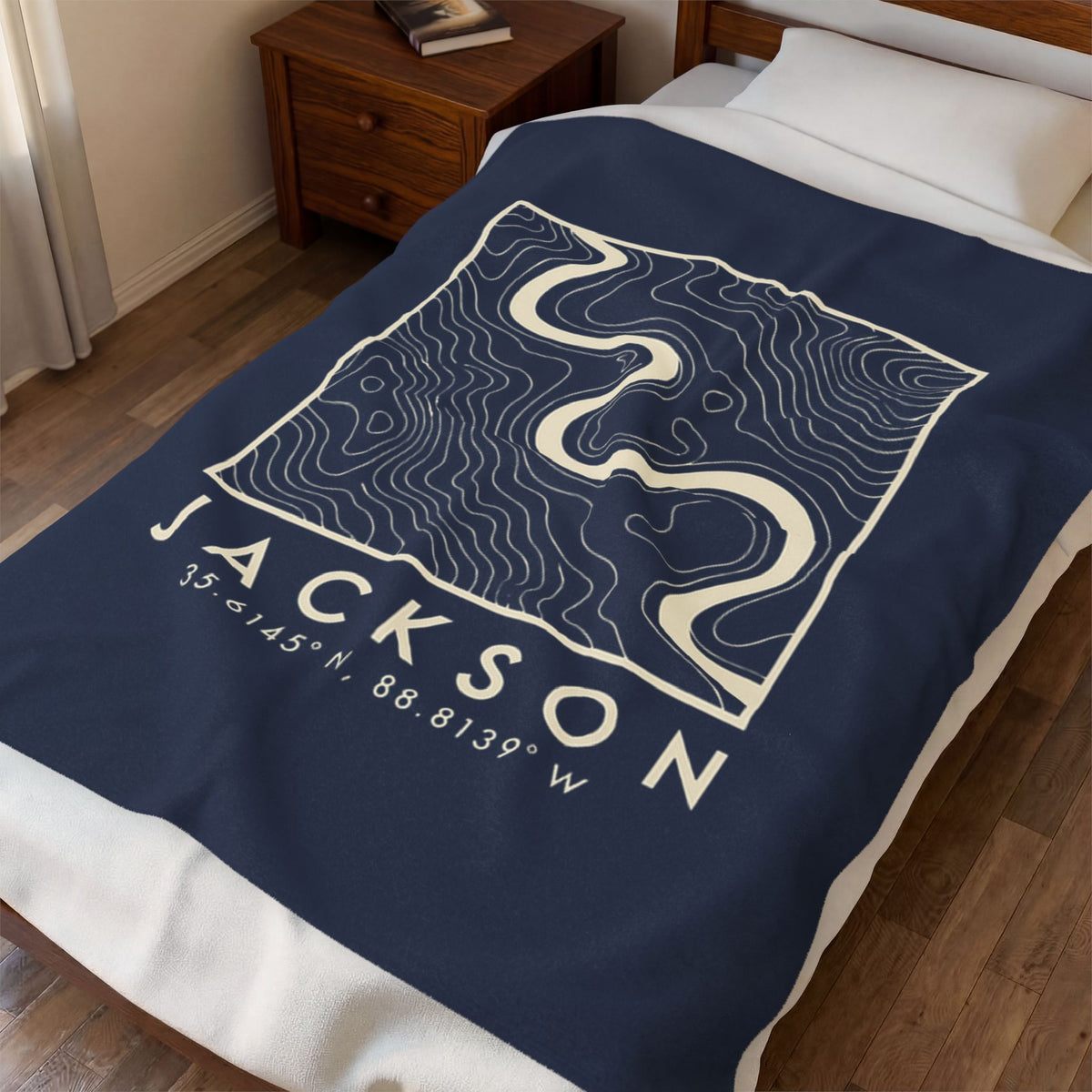 Jackson Topo Map Blanket (Navy)
