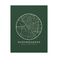 Murfreesboro Street Map Canvas Print (Forest Green)