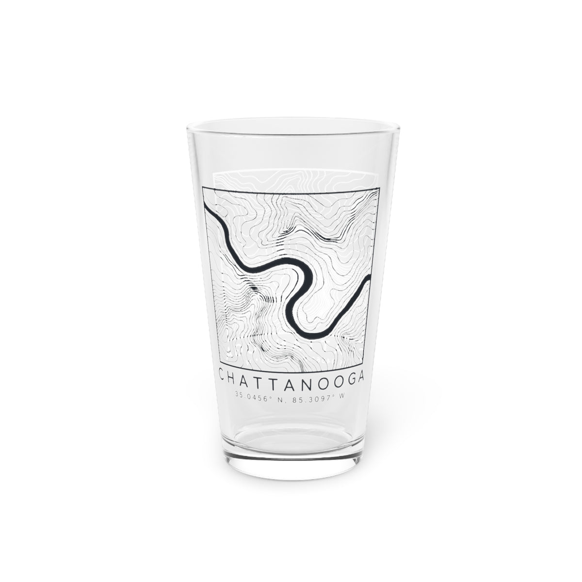 Chattanooga Topo Map Pint Glass