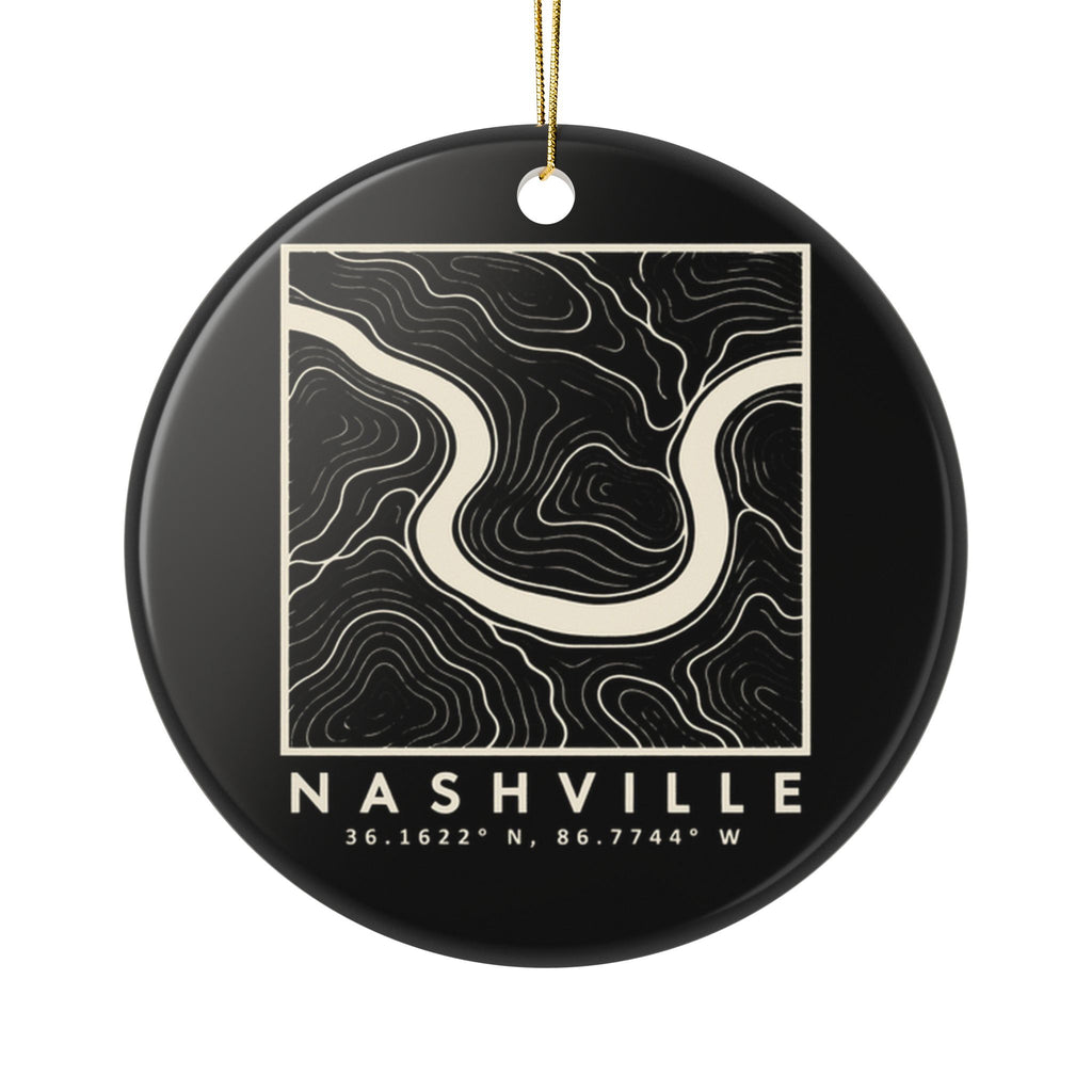Nashville Topo Map Ornament (Black)