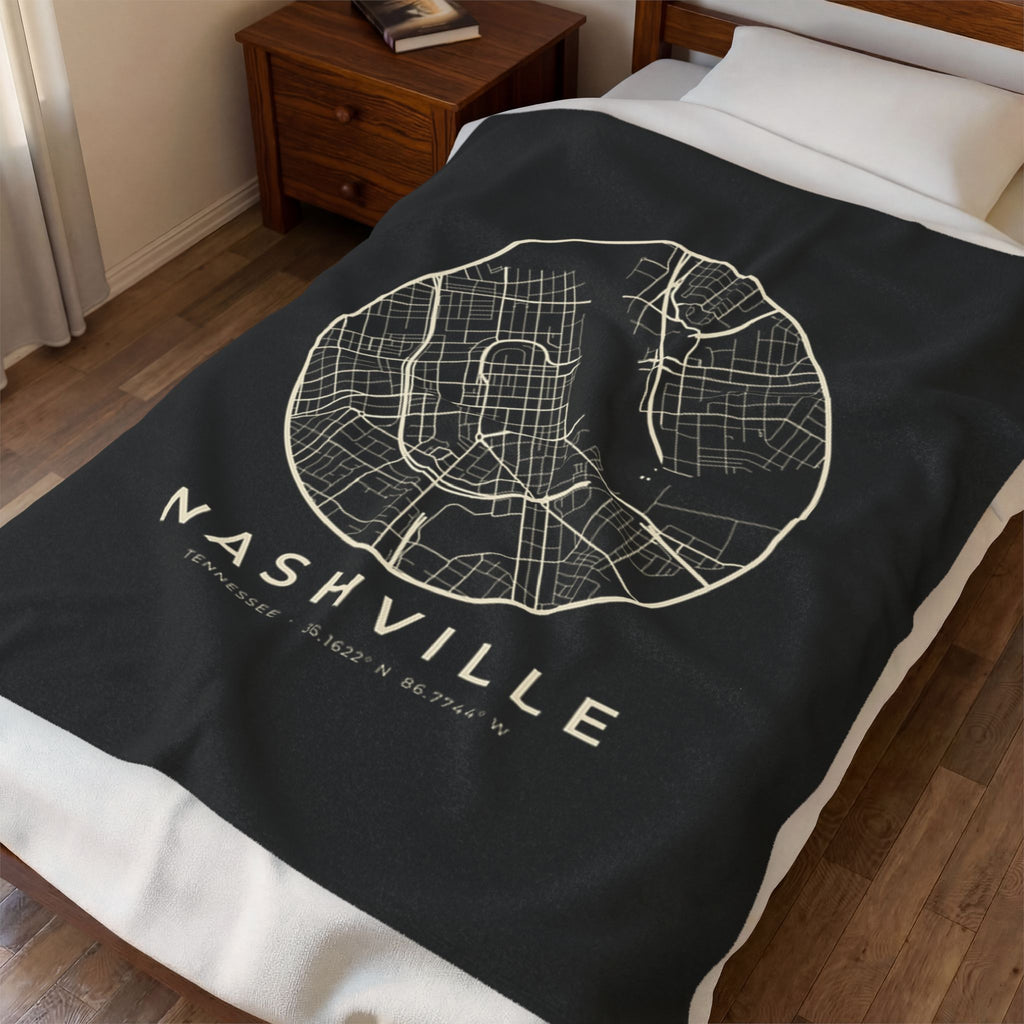 Nashville Street Map Blanket (Black)
