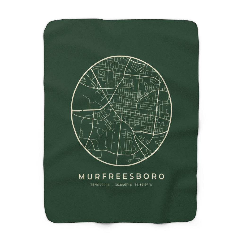 Murfreesboro Street Map Sherpa Blanket (Forest Green)