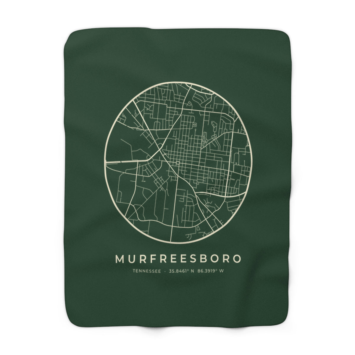 Murfreesboro Street Map Sherpa Blanket (Forest Green)