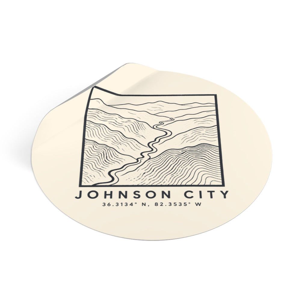 Johnson City Topo Map Sticker