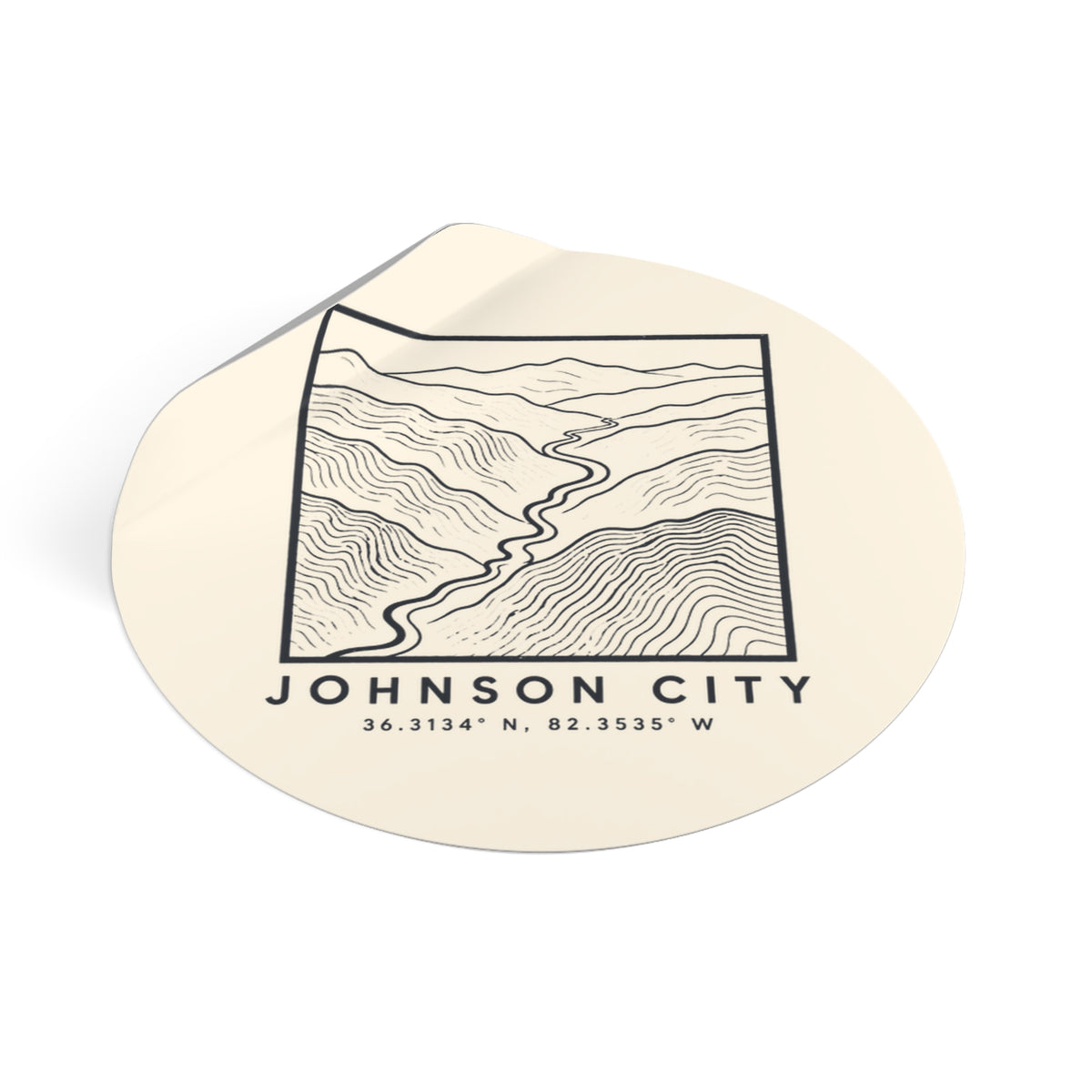 Johnson City Topo Map Sticker