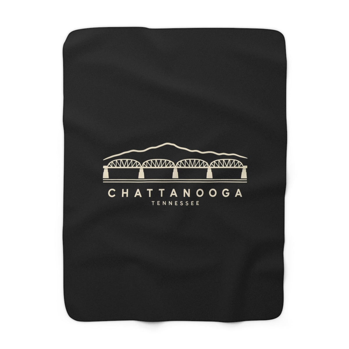 Chattanooga Walnut Street Bridge Sherpa Blanket (Black)
