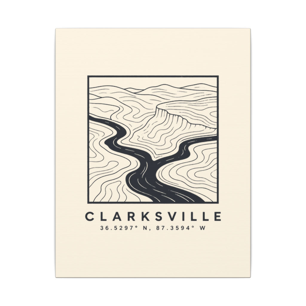 Clarksville Topo Map Canvas Print