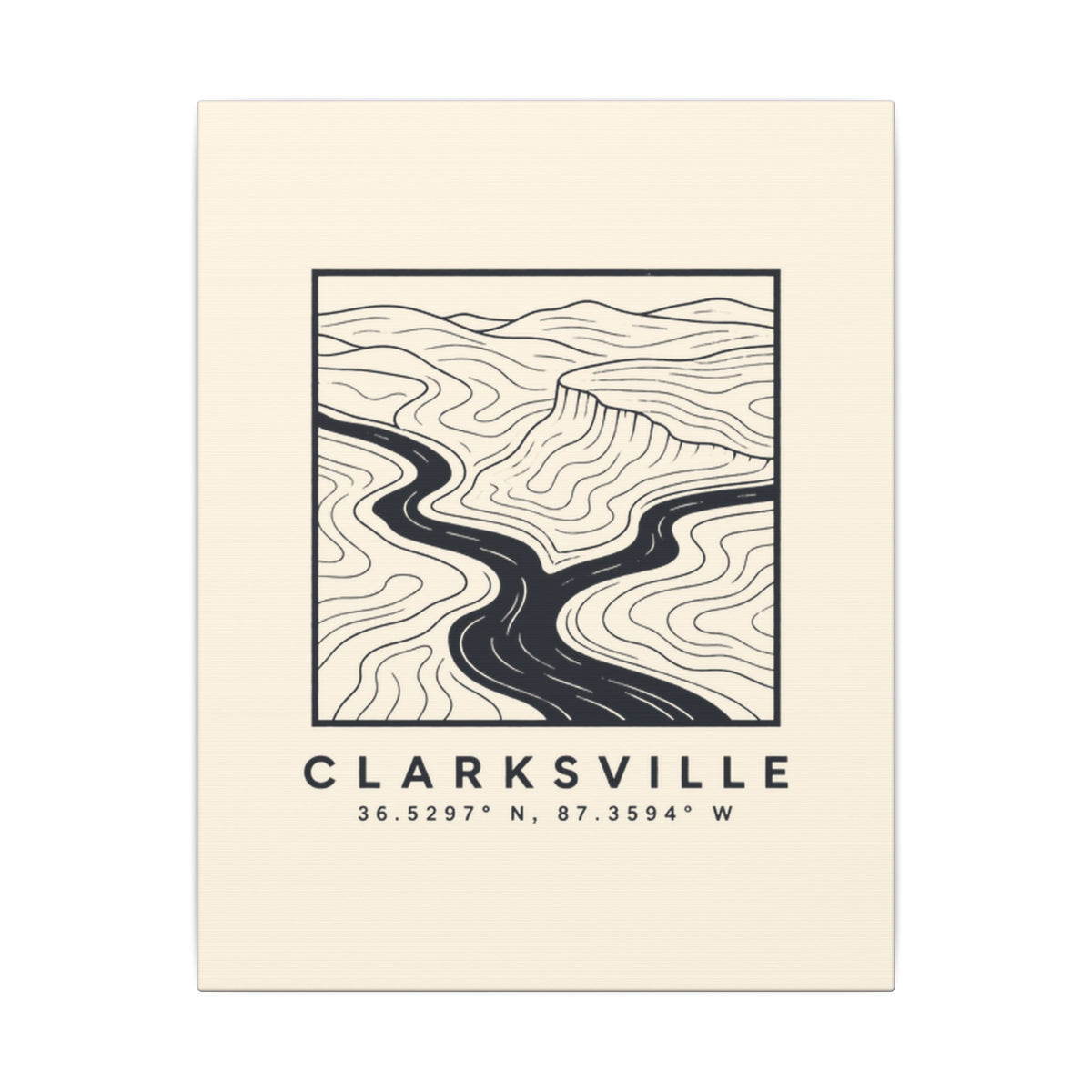 Clarksville Topo Map Canvas Print