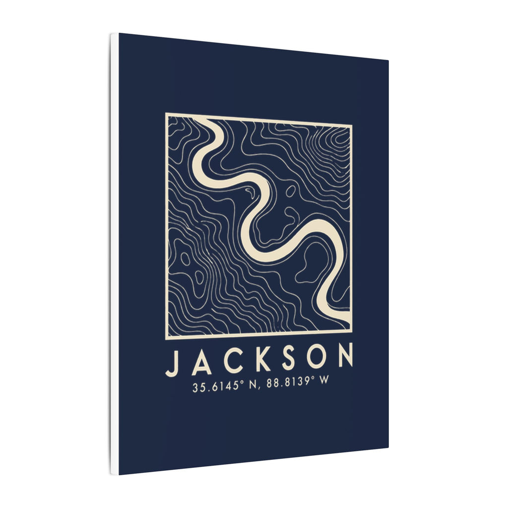 Jackson Topo Map Canvas Print (Navy)