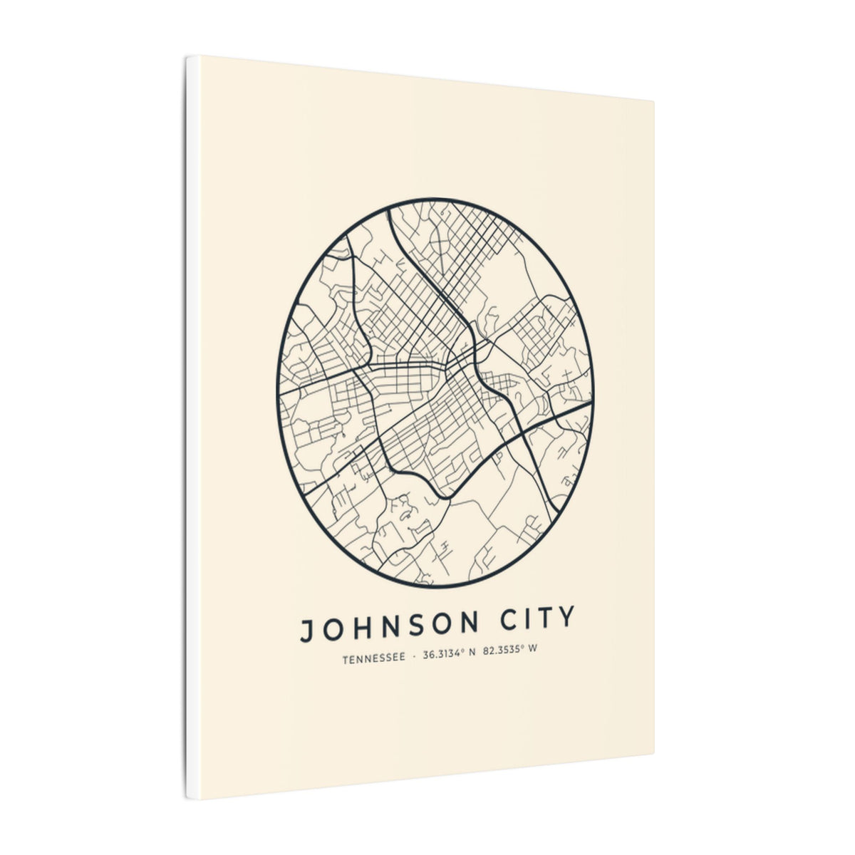Johnson City Street Map Canvas Print