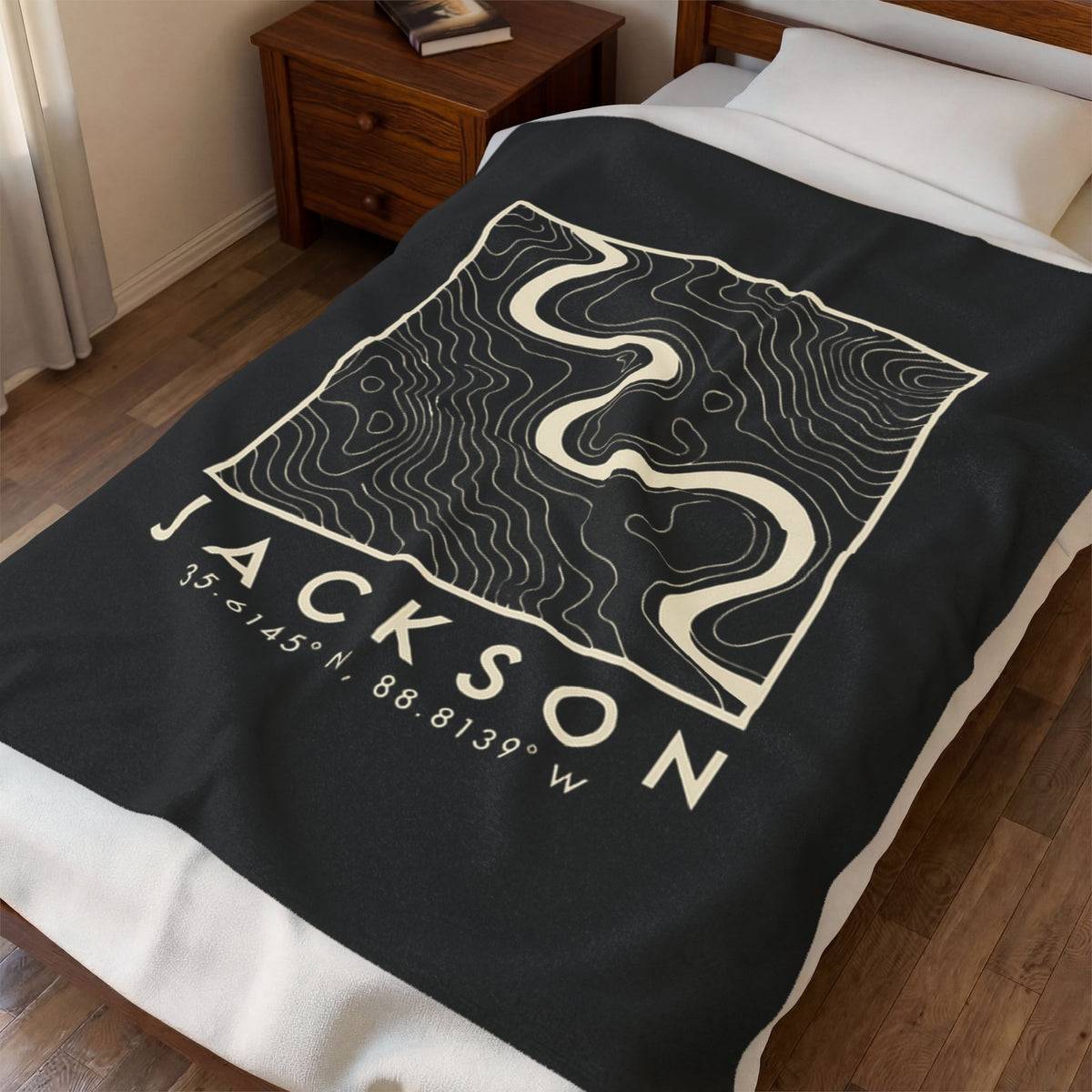 Jackson Topo Map Blanket (Black)