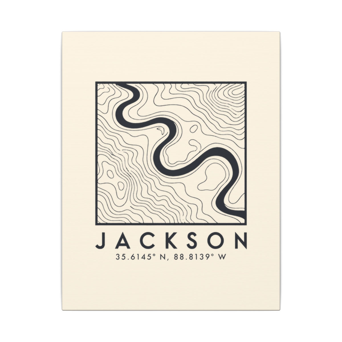 Jackson Topo Map Canvas Print