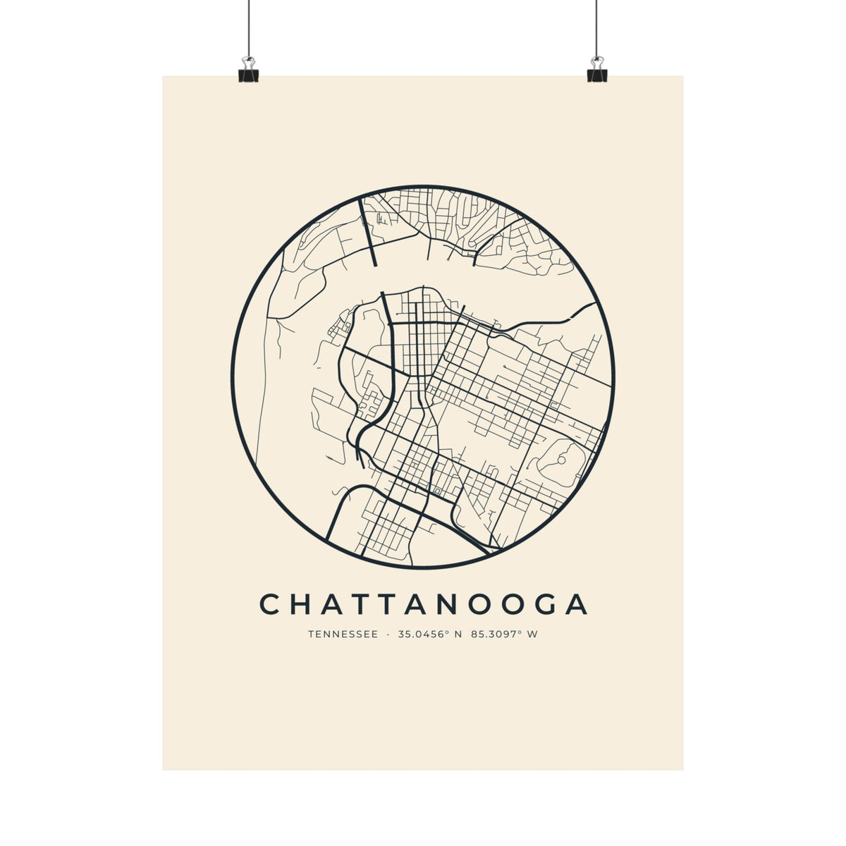 Chattanooga Street Map Poster