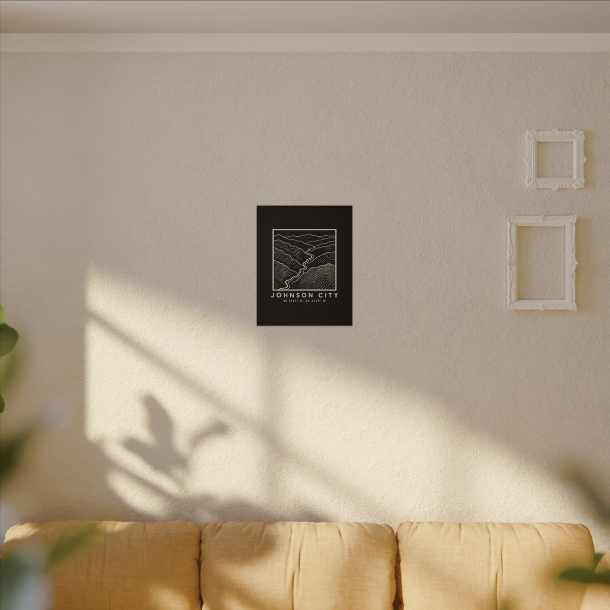 Johnson City Topo Map Canvas Print (Black)