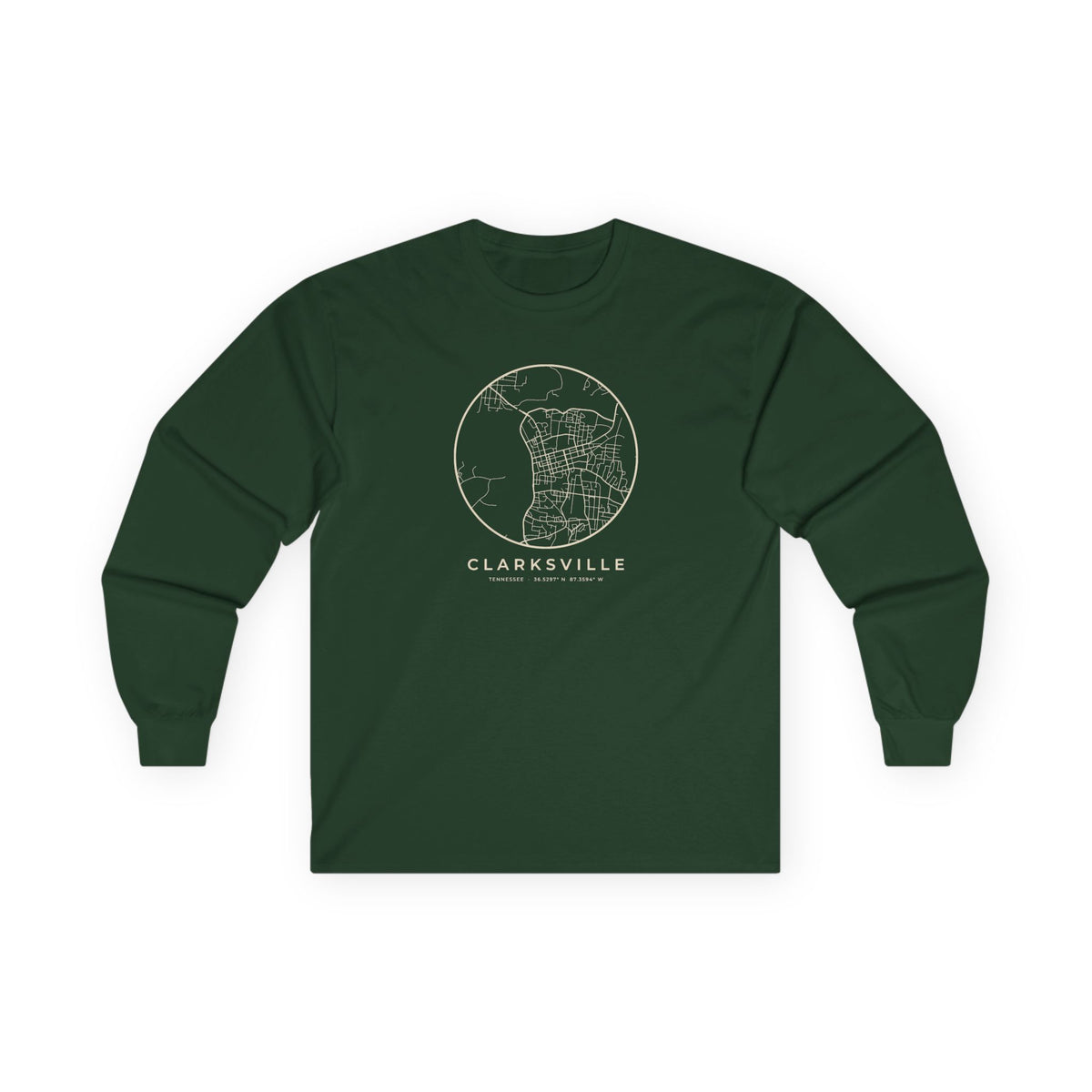 Clarksville Street Map Long Sleeve T-Shirt