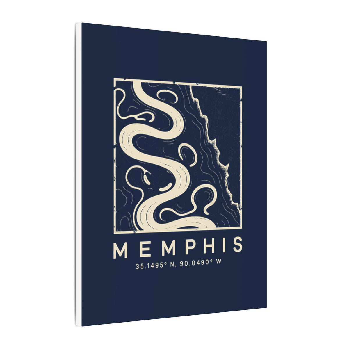 Memphis Topo Map Canvas Print (Navy)