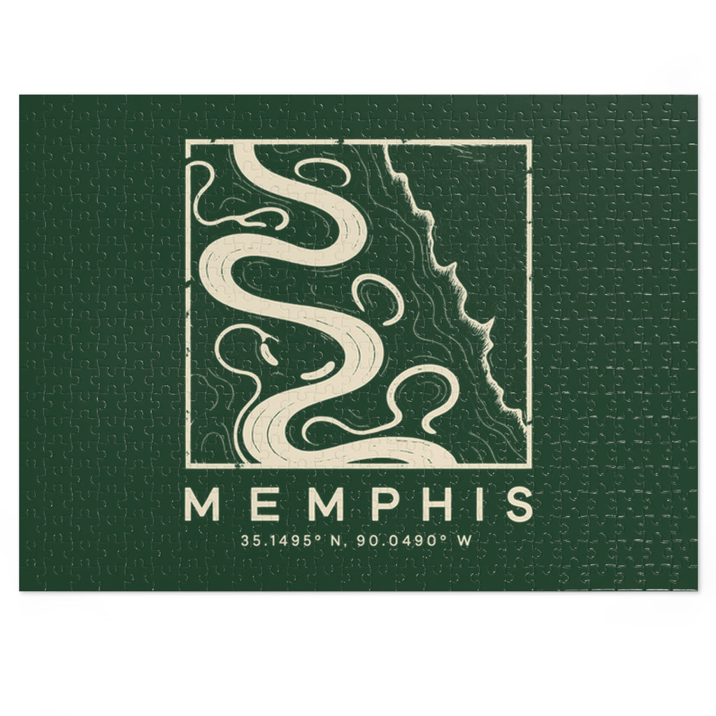 Memphis Topo Map Puzzle (Forest Green)