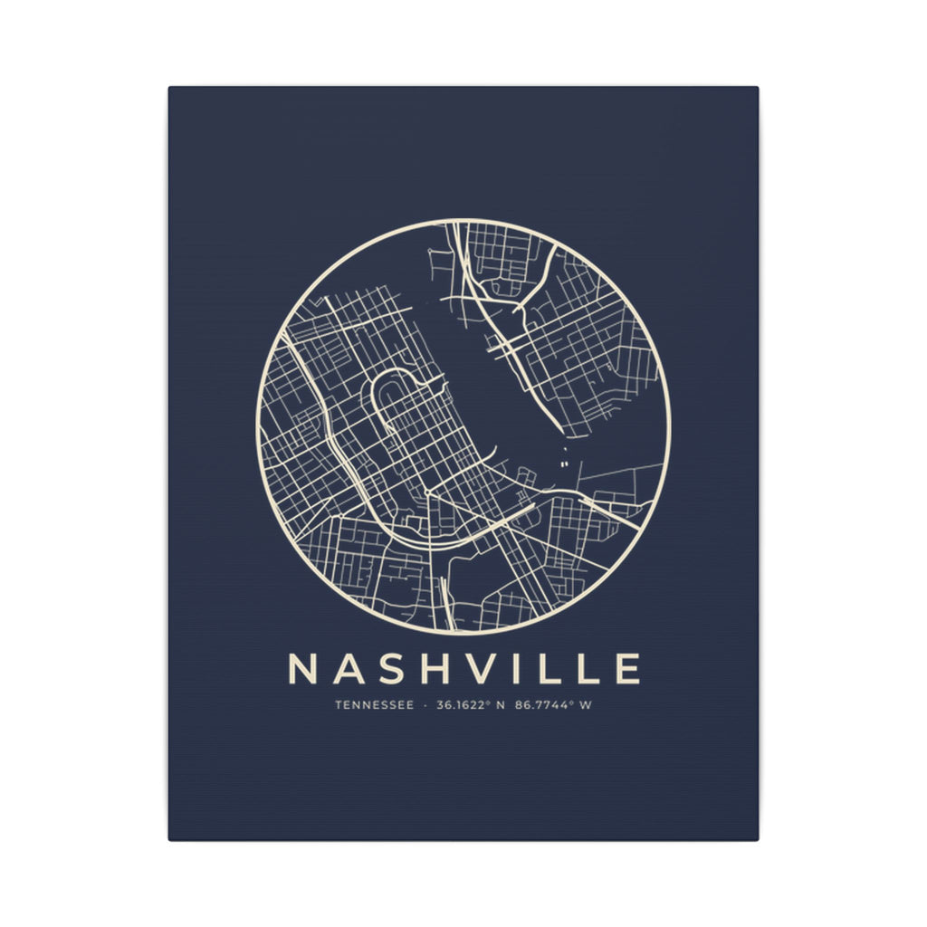 Nashville Street Map Canvas Print (Navy)