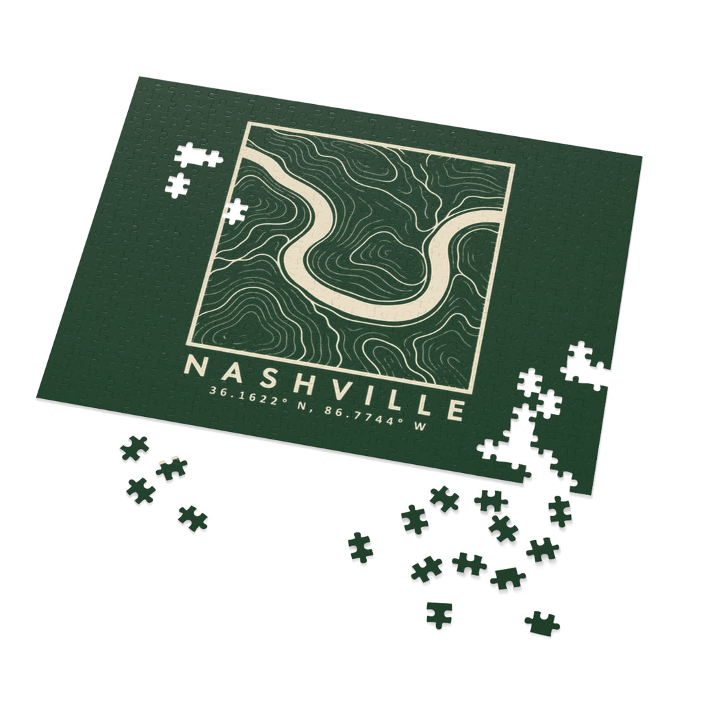 Nashville Topo Map Puzzle (Forest Green)