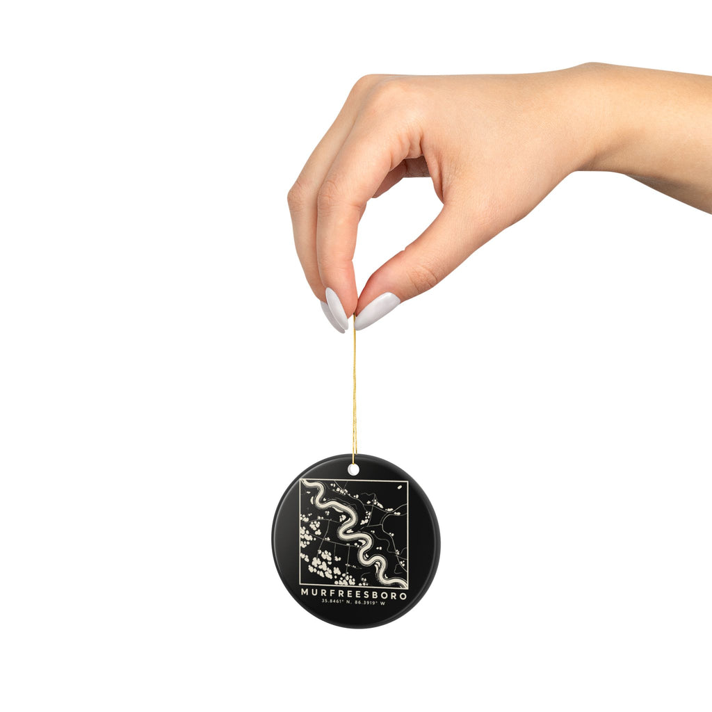 Murfreesboro Topo Map Ornament (Black)