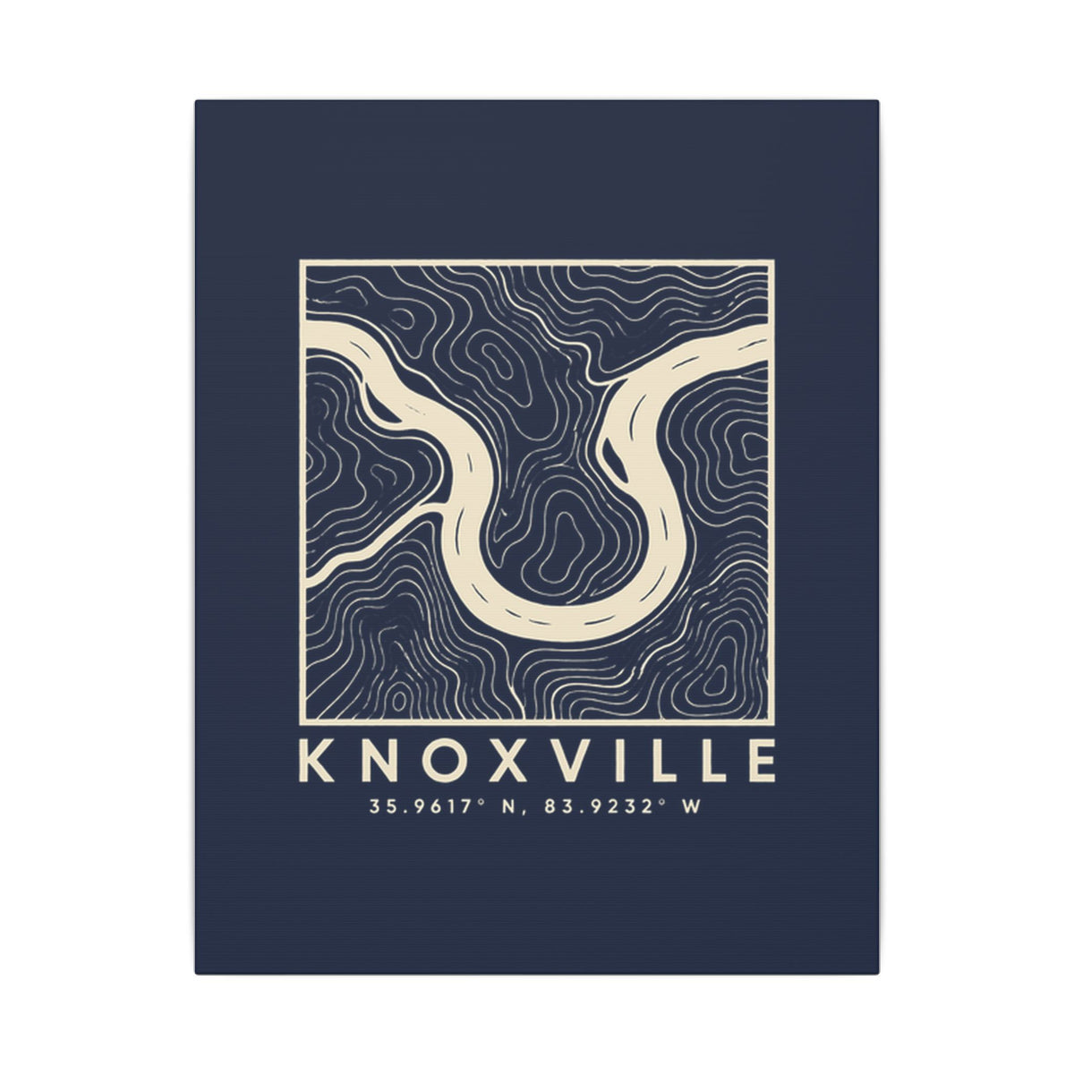 Knoxville Topo Map Canvas Print (Navy)