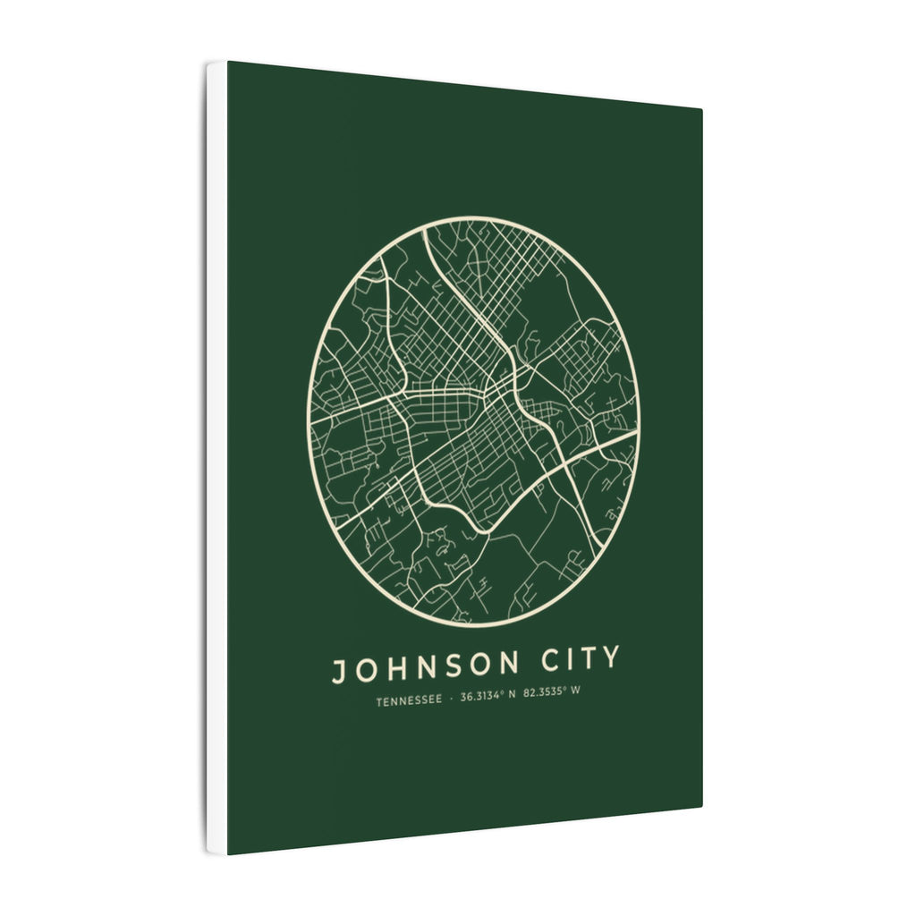 Johnson City Street Map Canvas Print (Forest Green)