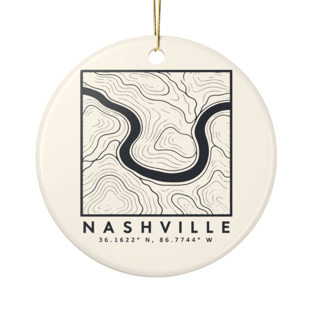 Nashville Topo Map Ornament