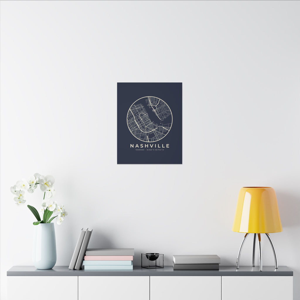 Nashville Street Map Canvas Print (Navy)