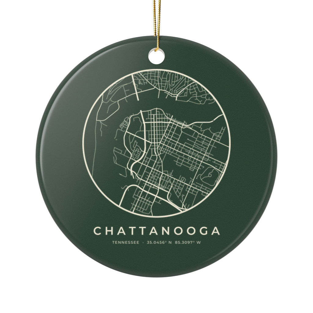 Chattanooga Street Map Ornament (Forest Green)