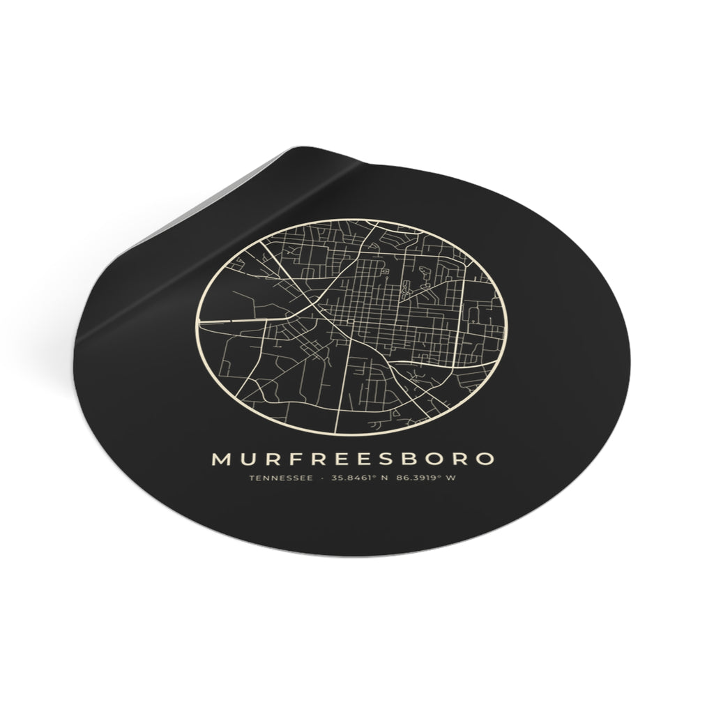 Murfreesboro Street Map Sticker (Black)