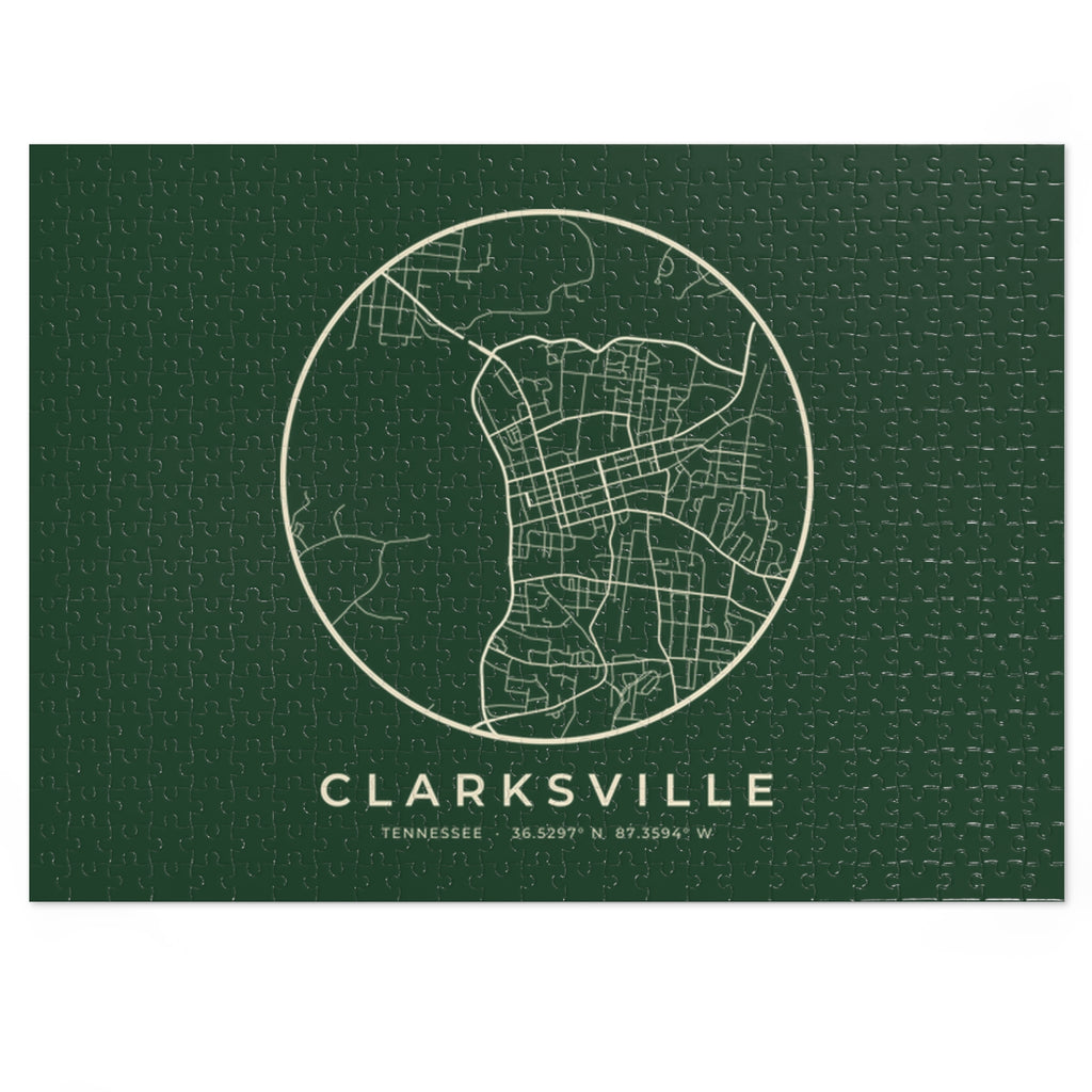 Clarksville Street Map Puzzle (Forest Green)