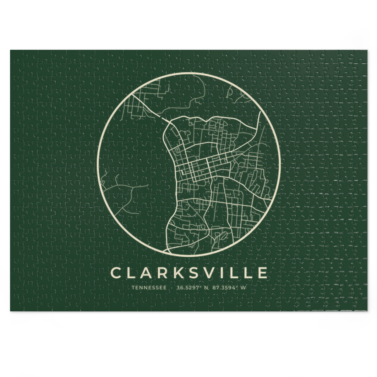 Clarksville Street Map Puzzle (Forest Green)