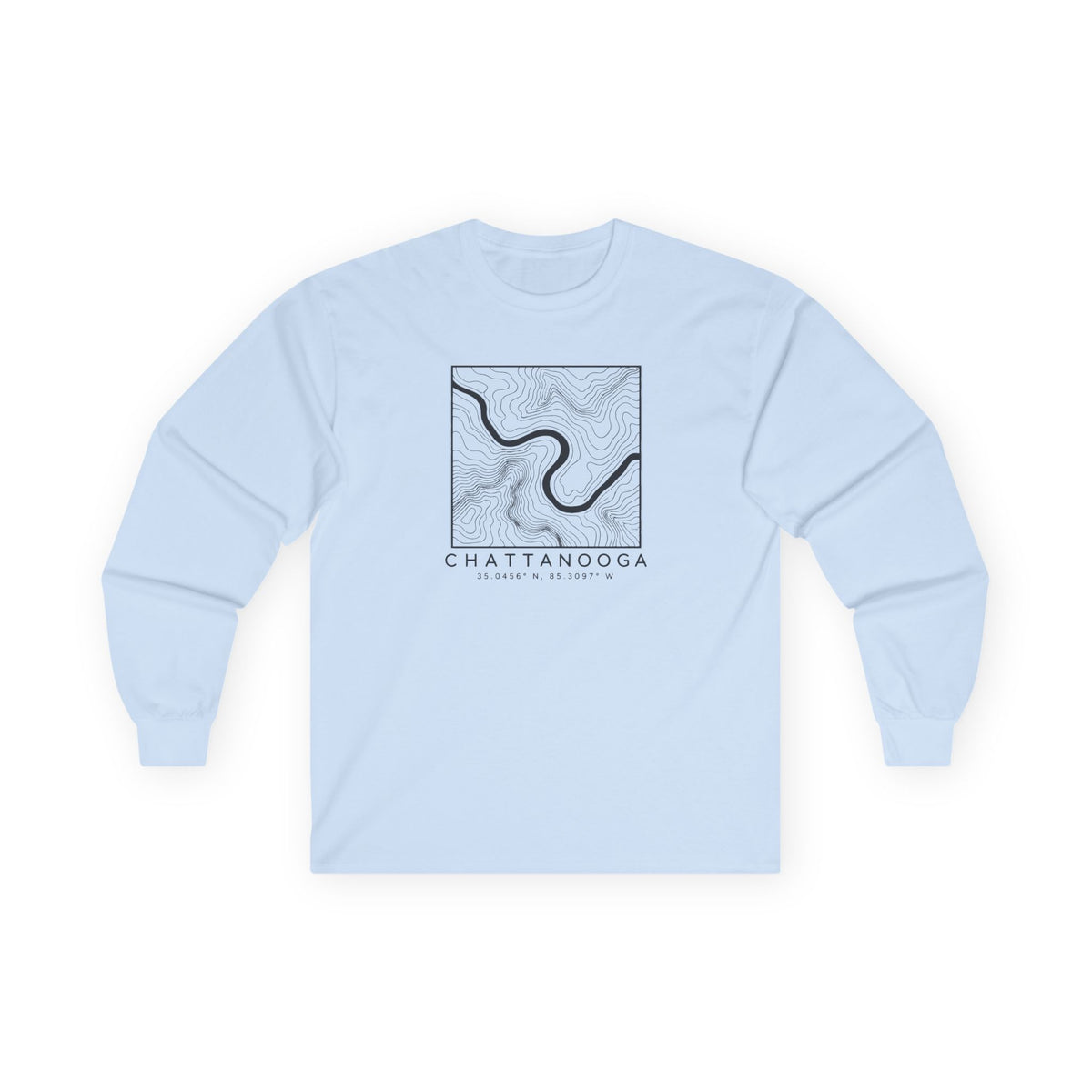 Chattanooga Topo Map Long Sleeve T-Shirt
