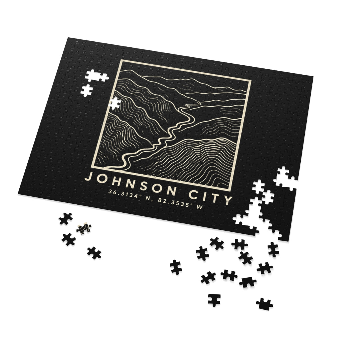 Johnson City Topo Map Puzzle (Black)