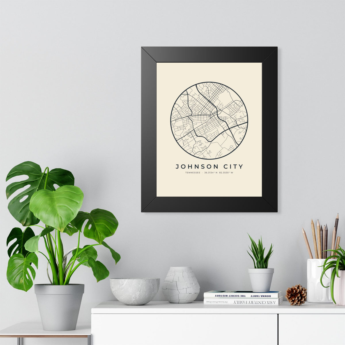 Johnson City Street Map Framed Print