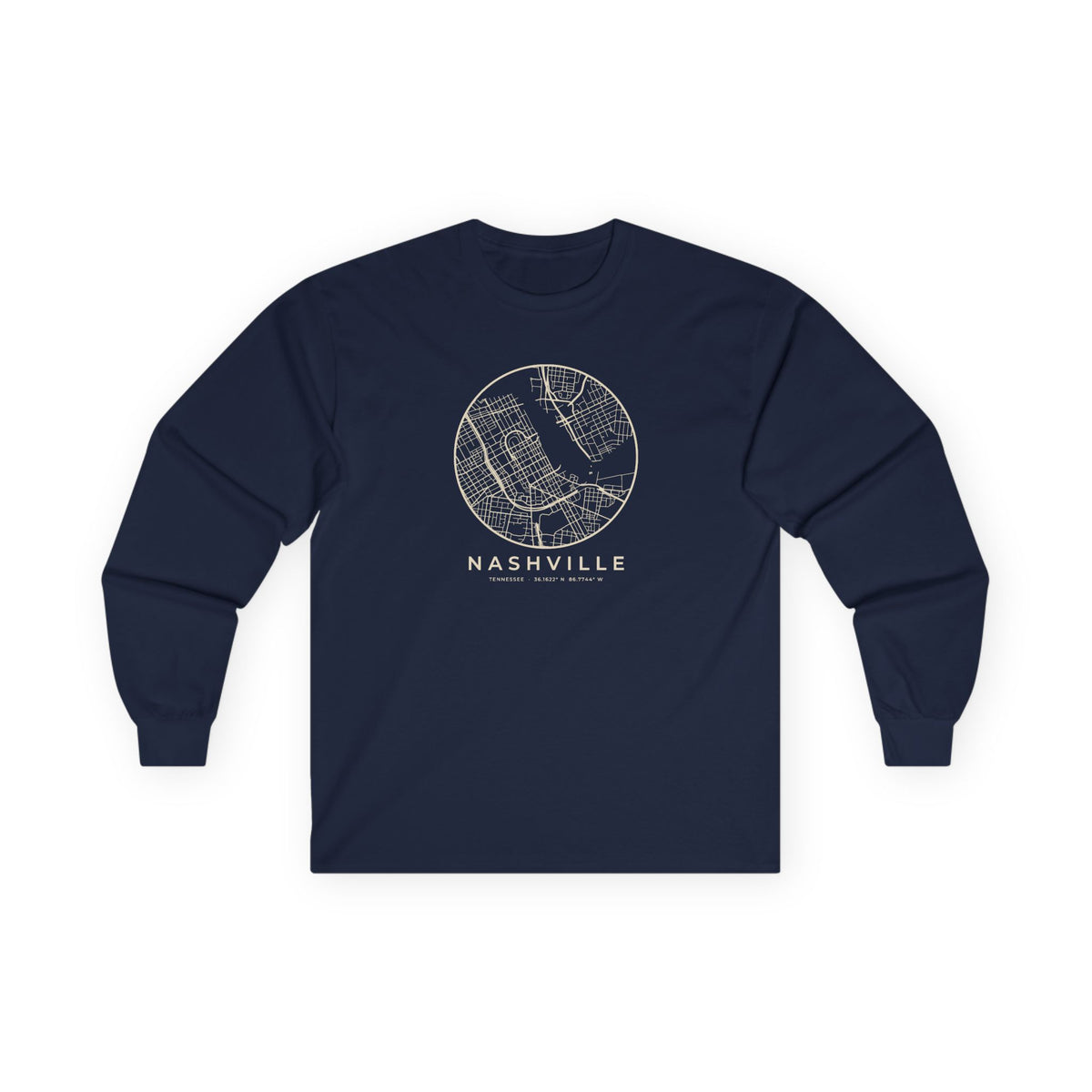 Nashville Street Map Long Sleeve T-Shirt