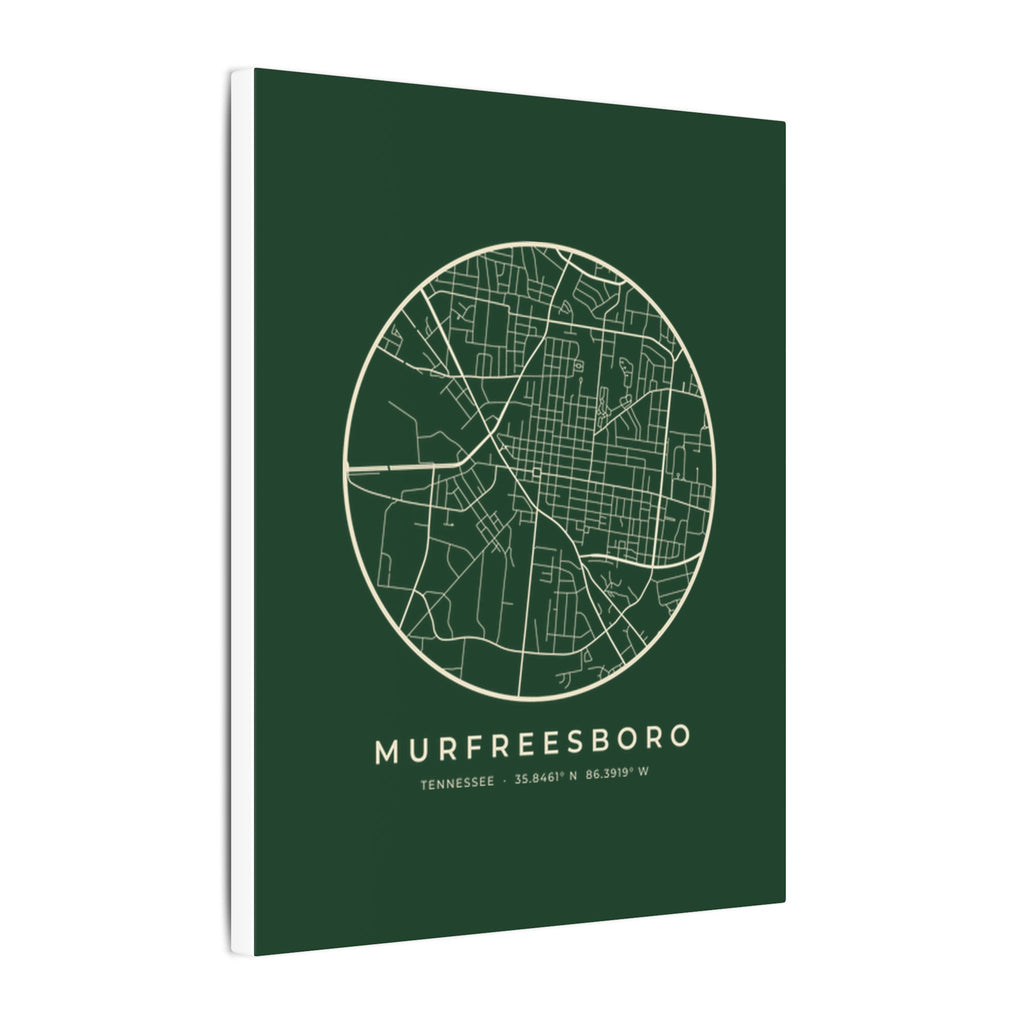 Murfreesboro Street Map Canvas Print (Forest Green)