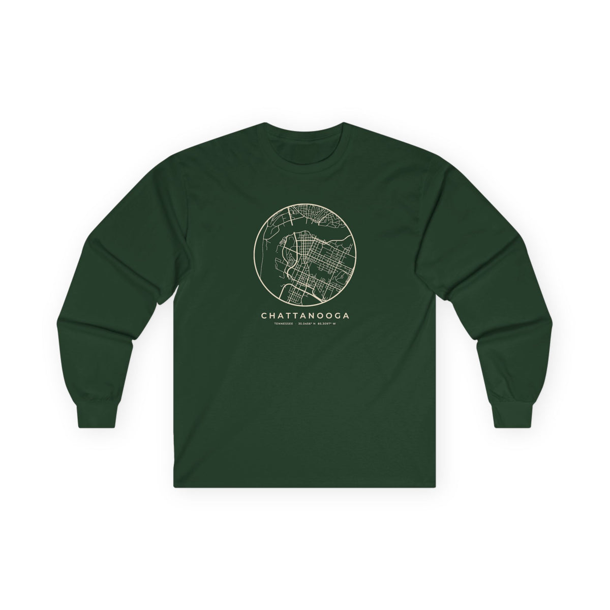 Chattanooga Street Map Long Sleeve T-Shirt