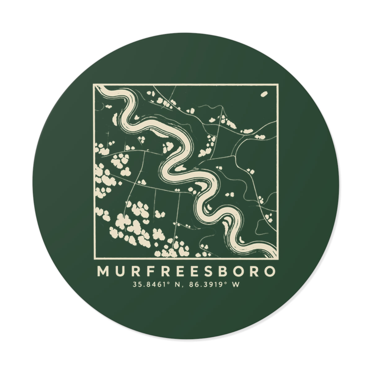 Murfreesboro Topo Map Sticker (Forest Green)