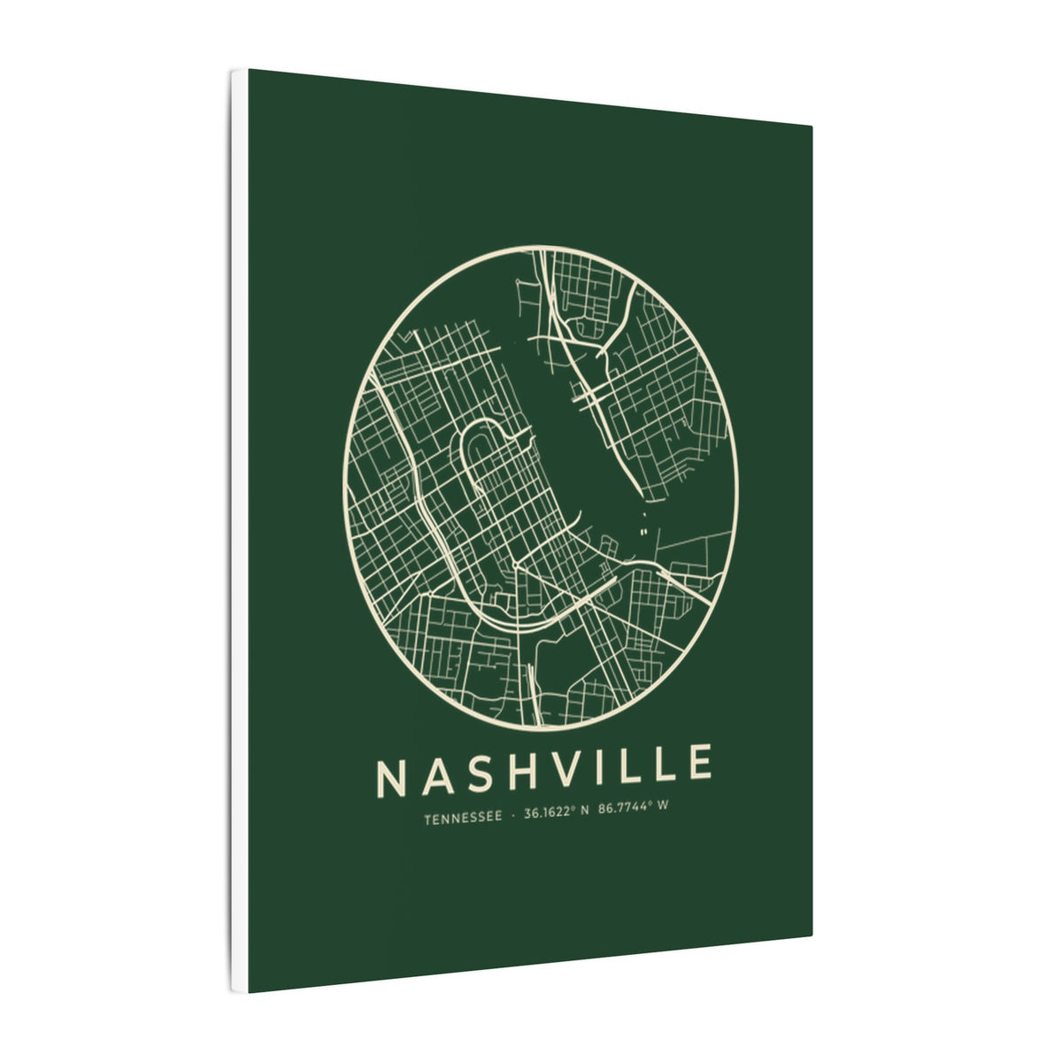 Nashville Street Map Canvas Print (Forest Green)